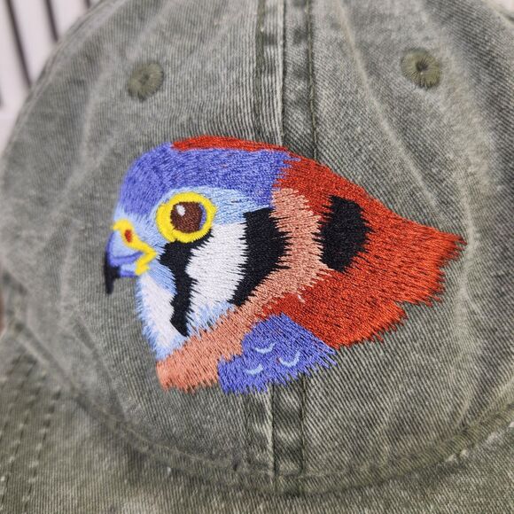 ECO ReptileShirts Embroidered Kestrel Bird Hat Cap Olive Green Cotton Mom Garden - Picture 3 of 10